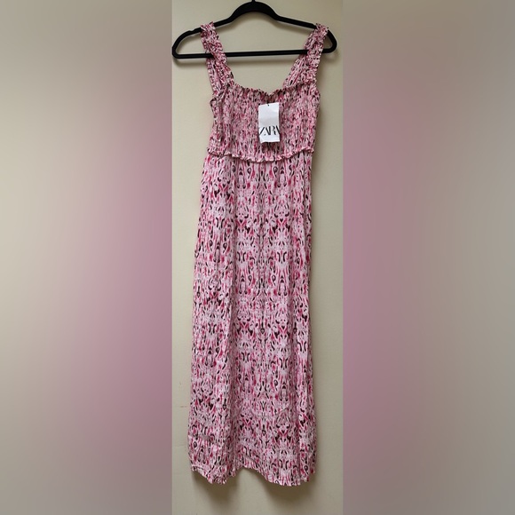 NWT; ZARA LINEN BLEND PRINTED MIDI DRESS🌸 - Picture 5 of 11
